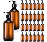 Tessco 24 dispenser di sapone per le mani, 500 ml, vuoti, in plastica, dispenser per lozioni, shampoo e balsamo, ricaricabili, con pompa, contenitore per shampoo, per bagno, cucina, viaggi (ambra)