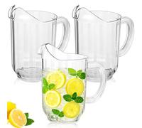 Tessco - 3 brocche in plastica da 1.701 g, per birra, colore trasparente, misura grande, stile classico