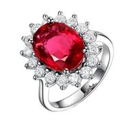 Tesselite Anello con Pietra - Anello con Zaffiro alla Moda retrò Anello Aperto con Rubino con Zaffiro Regolabile Anello da Donna per Festa di Fidanzamento Nuziale,Diamante Rosso,Taglia Unica