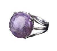 Tesselite Anello di Pietra - Anello di Cristallo da Donna Anello di Pietra Naturale Anello di Perline di Sfera Avventurina Verde Quarzo Ametista Gioielli per Feste Bianchi,Ametista,Taglia Unica
