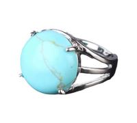 Tesselite Anello di Pietra - Anello di Cristallo da Donna Anello di Pietra Naturale Anello di Perline di Sfera Avventurina Verde Quarzo Ametista Gioielli per Feste Bianchi,Turchese,Taglia Unica