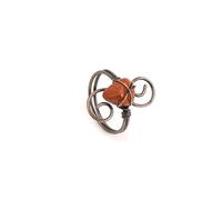 Tesselite Anello in Pietra Naturale con Pietra Grezza Irregolare a Forma di S, Anello in Agata Rossa e Ossidiana, personalità Creativa, Gioielli Estivi per Uomo e Donna, 1 Pezzo
