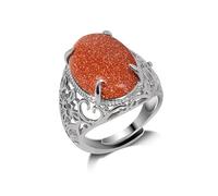 Tesselite Anello Rotondo Naturale retrò intarsiato con Pietra Occhio di Tigre Turchese Blu Cavo, Anello Fatto a Mano, Gioielli Estivi Unisex - 1 Pezzo, Sabbia Dorata, Taglia Unica