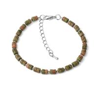 Tesselite Bracciale in Pietra-Mini Perline a Ruota Bracciale in Pietra Naturale Bracciale con Filo di Perline per Donna Uomo Catena Regolabile Regalo a Sorpresa di Compleanno,Unakite,B,Taglia Unica