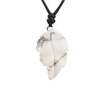 Tesselite Collana di Pietra - Collana con Ciondolo con Foglie di Pietra Naturale per Donne Collane di Cristallo intagliate a Mano Gioielli da Uomo Regalo di Halloween, howlite, Taglia Unica