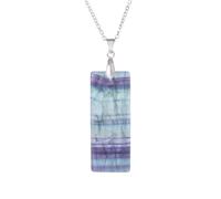 Tesselite Collana di Pietra-Collana con Pendenti rettangolari in Pietra Naturale per Uomo Collana con Occhio di Tigre con Ametista e Fluorite di Cristallo, Catena di Fluorite, Taglia Unica