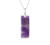 Tesselite Collana di Pietra-Collana con Pendenti rettangolari in Pietra Naturale per Uomo Collana con Occhio di Tigre con Fluorite di Cristallo e Ametista, Catena di Ametista, Taglia Unica