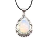 Tesselite Collana di Pietra-Goccia d'Acqua Collana con Pendente in Pietra preziosa Naturale per Le Donne Cristallo Rosa Quarzo Agata Grigia Collane Gioielli Regali di Natale, Opale, Taglia Unica