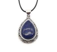 Tesselite Collana in Pietra-Goccia d'Acqua Collana con Pendente in Pietra preziosa Naturale per Le Donne Cristallo Rosa Quarzo Agata Grigia Collane Gioielli Regali di Natale,Lapis,Taglia Unica