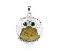 Tesselite Collana in Pietra - Pietra Naturale Ciondoli Animali Gufo Carino per collane Giada Arancione Gioielli con Ciondolo in Ossidiana Nera Gioielli da Donna alla Moda,Unakite,Taglia Unica