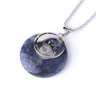 Tesselite Collane Rotonde in Pietra Naturale amp; Pendenti con Ametista, Agata Nera, Diaspro Rosso, Stella di Luna, ciondoli da Donna, Classico, alla Moda, Gioielli da Donna, Sodalite, Taglia Unica