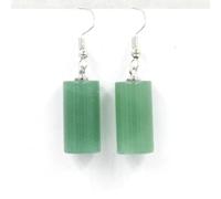 Tesselite Orecchini in Pietra - Orecchini Pendenti in Pietra Naturale Orecchini cilindrici in Cristallo Orecchini Femminili in Ossidiana per Gioielli da Donna, avventurina Verde, Taglia Unica