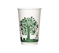 Tessera Bio Products Q530015WGC - Set di 25 bicchieri di carta a doppia parete con parete esterna in rilievo, colore: Verde City Design, capacità 16 oz, altezza 90 mm