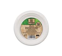 Tessera Bio Products QA129C - Piatto rotondo per canna da zucchero, diametro 26 cm, 50 pezzi, colore: Bianco