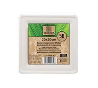 Tessera Bio Products QC20B - Piatto quadrato per canna da zucchero, 20 cm di lunghezza, 20 cm di larghezza, 50 pezzi