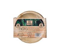 Tessera QPF18R - Piatti in foglie di palma, rotondi, 18 cm, biodegradabili, compostabili, usa e getta, per feste ed eventi