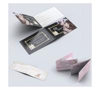Tessere Coupon & Fedeltà Pieghevoli Grafica e Colori PERSONALIZZABILE, adatti per Estetista Parrucchiera Massagi Bar Ristoranti B&B, Coupon Card Multiuso Servizio Grafica Incluso (16X5cm)