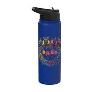 Tessere da mahjong floreali - Uccello su un ramo - Giocatore Stainless Steel Insulated Water Bottle