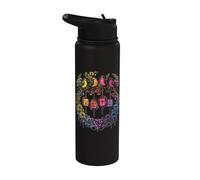 Tessere da mahjong floreali - Uccello su un ramo - Giocatore Stainless Steel Insulated Water Bottle