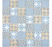 Tessere di mosaico blu arancia bianca retrò Vintage