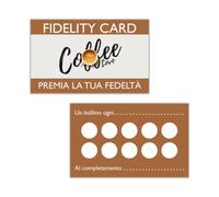 Tessere Fedeltà 10 Caselle Design Multiuso per Bar, Ristoraniti e coffe shop, Fidelity Card Multiuso stampato su carta 350gr FIDELIZZA I TUOI CLIENTI (50pezzi)