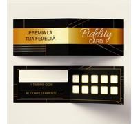 Tessere Fedeltà Pieghevoli 10 Caselle Design Multiuso per Estetista Parrucchiera Massaggiatrice Negozi Bar Barbiere, Fidelity Card Multiuso stampato su carta 350gr FIDELIZZA I TUOI CLIENTI 50 pz