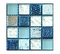 Tessere mosaico Pietre Adesivi murali for piastrelle a mosaico con specchio quadrato, autoadesivi, multicolore, confezione da 20, 10 x cm(Color 2)