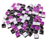 Tessere mosaico Pietre Mosaico in Porcellana Autoadesivo 100pz Multicolor 9,5x9,5x5mm(Deepgrey-purple-whit)