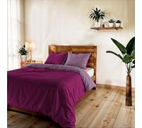 TESSILBOSIO Parure Copripiumino Piazza e Mezza 200x200 cm, Made in Italy - Patella e 2 Federe 50x80 cm - Double Face Tinta Unita - Sacco con Fissaggio sotto Materasso (Piazza e Mezzo, Fucsia/Lilla)