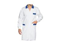 tessile astorino Camice Lungo da Lavoro Uomo - Bianco e Blu - Divisa Alimentaristi - Camici per Alimentari, Cassiere, Centro Estetico, Negozio Alimentare, Supermercati, Panificio, Macelleria (M)