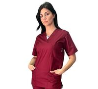 tessile astorino Casacca Ospedaliera Vari Colori Scollo a V Giacca Sanitaria Uomo e Donna per Studenti Infermiere e OSS (XXL, Bordeaux)