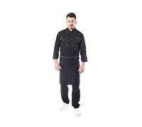 tessile astorino completo cuoco nero Italia, divisa uomo chef, 100% cotone, 3 PZ giacca pantalone davantino, ricamo gratuito, per cucina e ristorante, Made in Italy (L)
