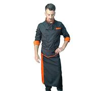 tessile astorino completo, divisa cuoco chef, giacca pantalone e davantino, uniforme Uomo, nero e arancione, Made in Italy (L)