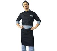 tessile astorino completo divisa, cuoco, chef, nero con profili pied de poule (pantalone+giacca+davantino), Made in Italy