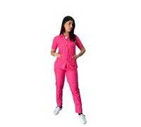 tessile astorino Divisa Completa Ospedaliera Ricamo Gratuito Con Bottoni Casacca e Pantalone Completo Sanitario Uomo e Donna Per Studenti Infermiere e OSS Made in Italy (Fucsia, Large)