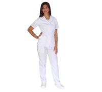 tessile astorino Divisa Completa Ospedaliera Ricamo Gratuito Con Bottoni Casacca e Pantalone Completo Sanitario Uomo e Donna Per Studenti Infermiere e OSS Made in Italy (Bianco, XL)