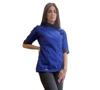 tessile astorino Giacca Cuoco Donna Personalizzata Casacca Chef da Cucina Blu e Nera Betty per Ristorante Pizzeria Hotel Pasticceria Divisa da Lavoro Personalizzabile (Large)