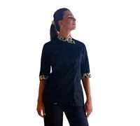 tessile astorino Giacca Cuoco Donna Personalizzata Casacca Chef da Cucina Nera e Leopardata Betty per Ristorante Pizzeria Hotel Pasticceria Divisa Lavoro Personalizzabile (Large)
