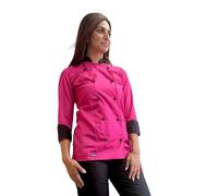 tessile astorino Giacca Cuoco Donna Personalizzata Casacca Chef da Cucina per Ristorante Pizzeria Hotel Pasticceria Divisa da Lavoro Personalizzabile Fucsia/Nera (XXXXL)