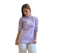 tessile astorino Giacca Cuoco Donna Personalizzata Casacca Chef da Cucina per Ristorante Pizzeria Hotel Pasticceria Divisa da Lavoro Personalizzabile Lilla Rondò (Large)