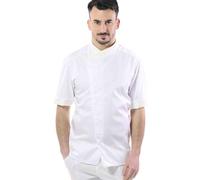 tessile astorino Giacca Cuoco Uomo Personalizzata - Casacca da Cucina Chef Bianca e Panna, Jessi - Manica Corta - Divisa Personalizzabile per Ristorante - Made in Italy (S)