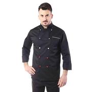 tessile astorino Giacca Cuoco Uomo Personalizzata - Casacca da Cucina Chef Nera/Italia - Divisa Personalizzabile per Ristorante - Made in Italy (XS)