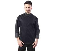 tessile astorino Giacca Cuoco Uomo Personalizzata - Casacca da Cucina Chef Nera/Jeans, Jessi - Divisa Personalizzabile per Ristorante - Made in Italy (S)