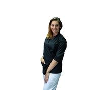 tessile astorino Kimono Donna, con Collo Coreana, per Estetista, parrucchiera, Spa, strutture Benessere, Made in Italy (Nero, S)