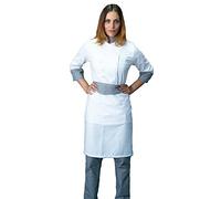 tessile astorino Ricamo Gratuito - Completo Cuoco da Cucina - Bianco e Pied de Poule - Divisa Chef Donna - Pantalone, Giacca e Grembiule - Made in Italy (S)