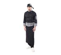 tessile astorino RICAMO GRATUITO - Completo Cuoco e Chef Nero - Scozzese - Uomo - 4 PZ - Giacca, Pantalone, Davantino e Bandana - Divisa per Cucina e Ristorante - Made in Italy (Large)