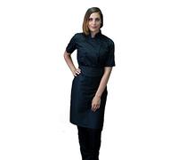 tessile astorino RICAMO GRATUITO - Divisa Cuoca Donna Nera - 3PZ - Giacca Manica Corta, Pantalone e Grembiule - 100% Cotone - Completo per Cucina e Ristorante - Made in Italy (S)