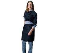 tessile astorino Ricamo Gratuito - Divisa Cuoca Donna - Nera e Pied de Poule - 3PZ - Giacca, Pantalone e Grembiule - 100% Cotone - Completo per Cucina e Ristorante - Made in Italy (XL)