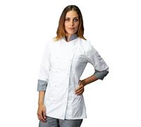 tessile astorino Ricamo Gratuito - Giacca Cuoco da Cucina - Casacca Chef Donna - Bianca e Pied de Poule - Made in Italy (M)