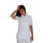 tessile astorino Ricamo Gratuito - Giacca Cuoco Donna - Casacca Chef Bianca e Rosa - Divisa Personalizzabile per Cucina e Ristorante - Manica Corta - Made in Italy (M)